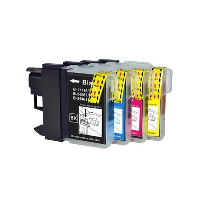 Lot De 4 Cartouches D'encre Jaune Compatible Brother DCP-373CW 375CW 377CW - Go Inks