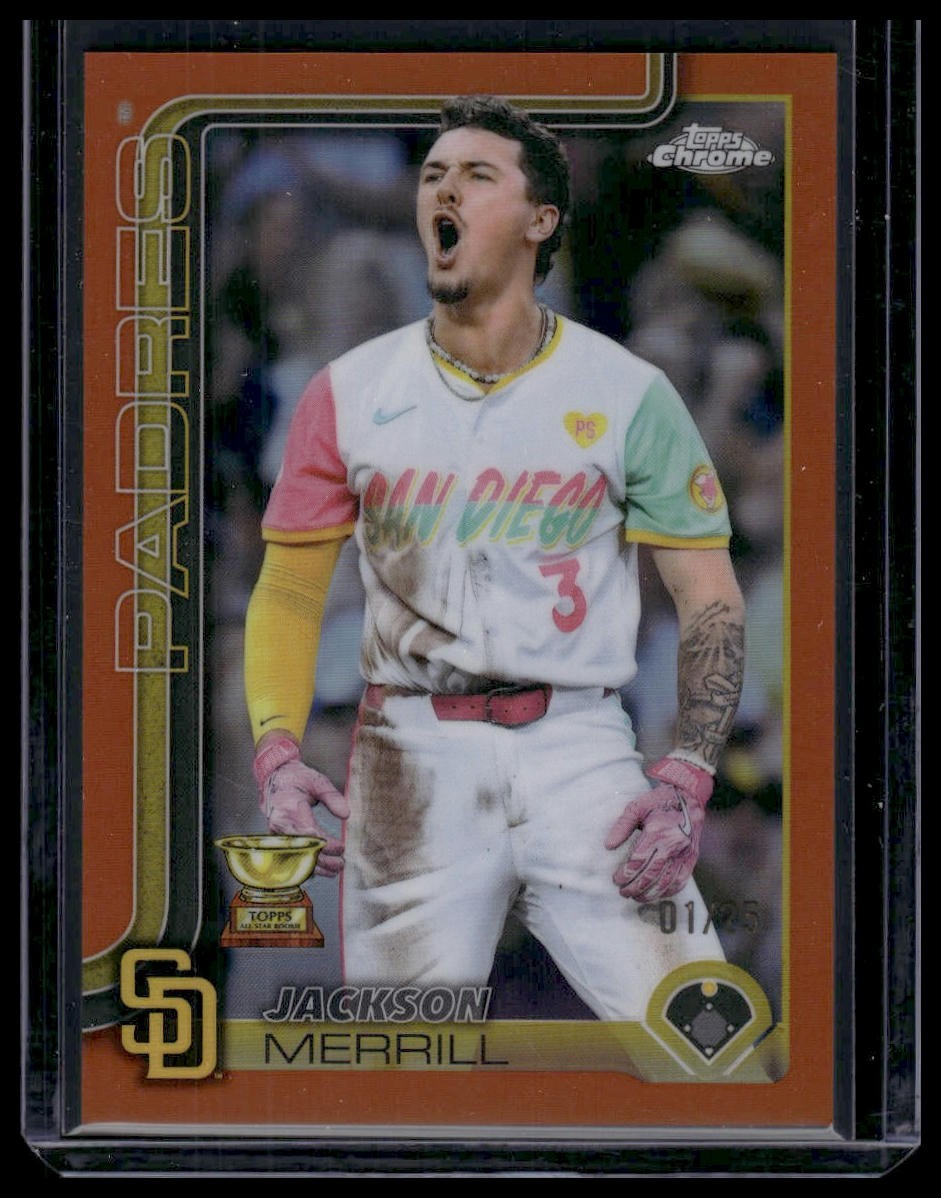 2025 Topps Chrome #61 Jackson Merrill Orange Refractors #/25