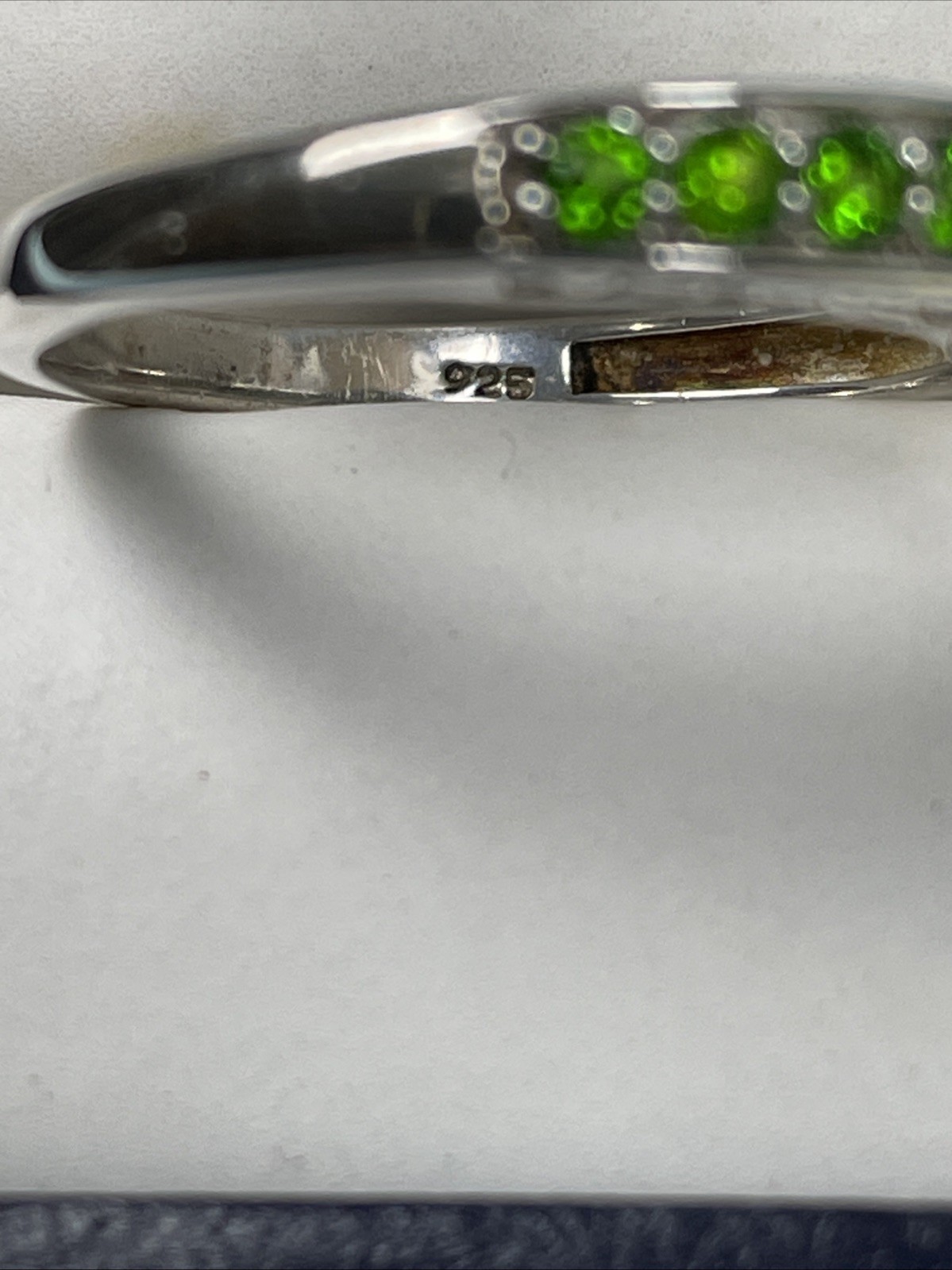 Simulated Green Emerald Ring .925 Silver Size 9 W… - image 5