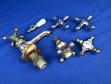 Antique Sink Faucet & Handles ~ 1930's Hot & Cold Pair, Hot Faucet, Brass