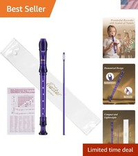 School-Approved Soprano Recorder in Purple with Cleaning Kit and Fingering Chart