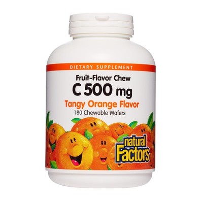 Natural Factors, Kids Chewable Vitamin C 500 mg, 180 Count (Pack of 1)