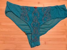 Vintage Cacique Mesh Hi-Cut Panties Blue Size 22/24