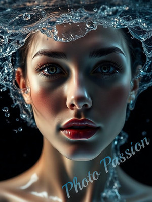 Foto A4 Portrait Frau Splash Wasser Abstrakt Poster Kunstdruck (3958)