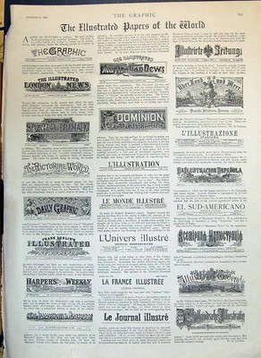 Alte 1890 Anzeige Zeitungen Welt Grafik Illustre Dominion Har viktorianisch