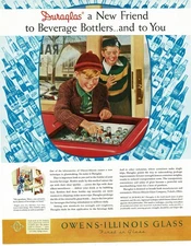 1940 Owens Illinois Glass Duraglas Soda Bottles Many Brands Vintage Print Ad