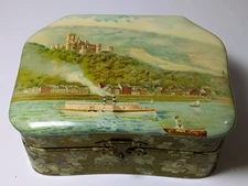 Antique Victorian Celluloid Sewing Box w/ Scissors Germany- Spools Thimble Rare