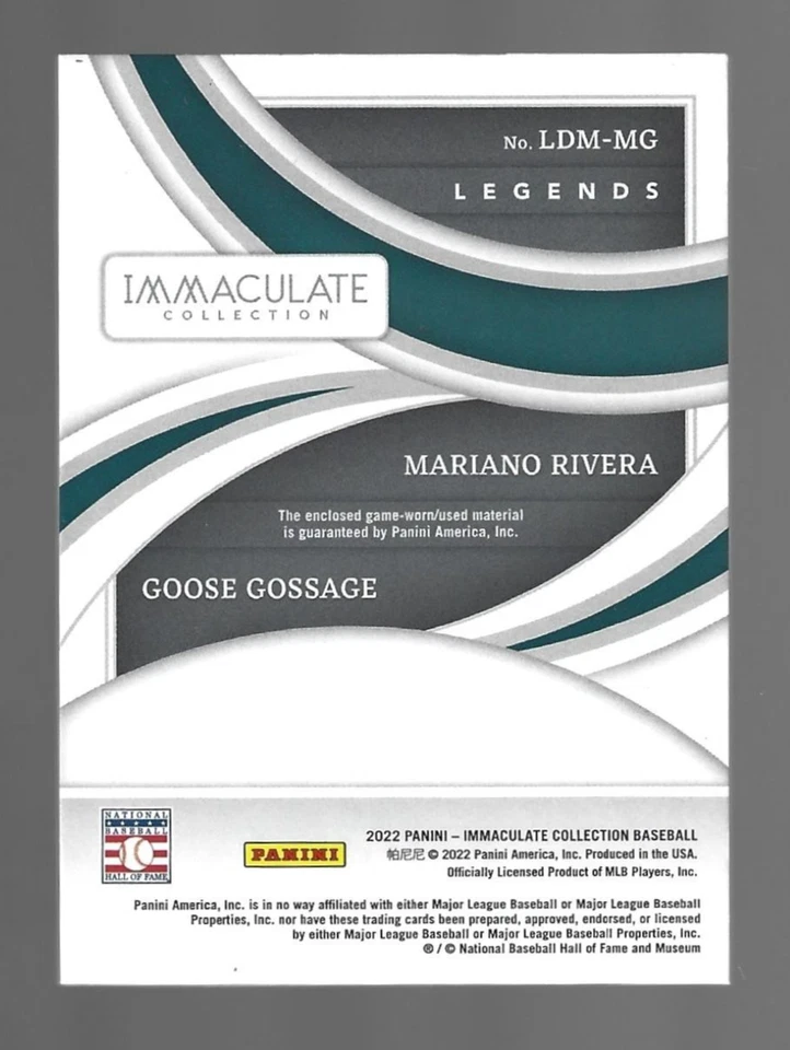 Mariano Rivera Gossage 2022 Panini Colección Inmaculada Doble Materiales 5/5 💲 Foto 3 de 3
