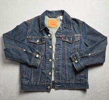 Levi's Jean Jacket Boys Medium Blue Denim Button Pockets Biker Rider Youth Kids