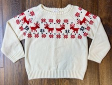 Hanna Andersson Kids Christmas Nordic Sweater Cotton Reindeer Crewneck Size 3T