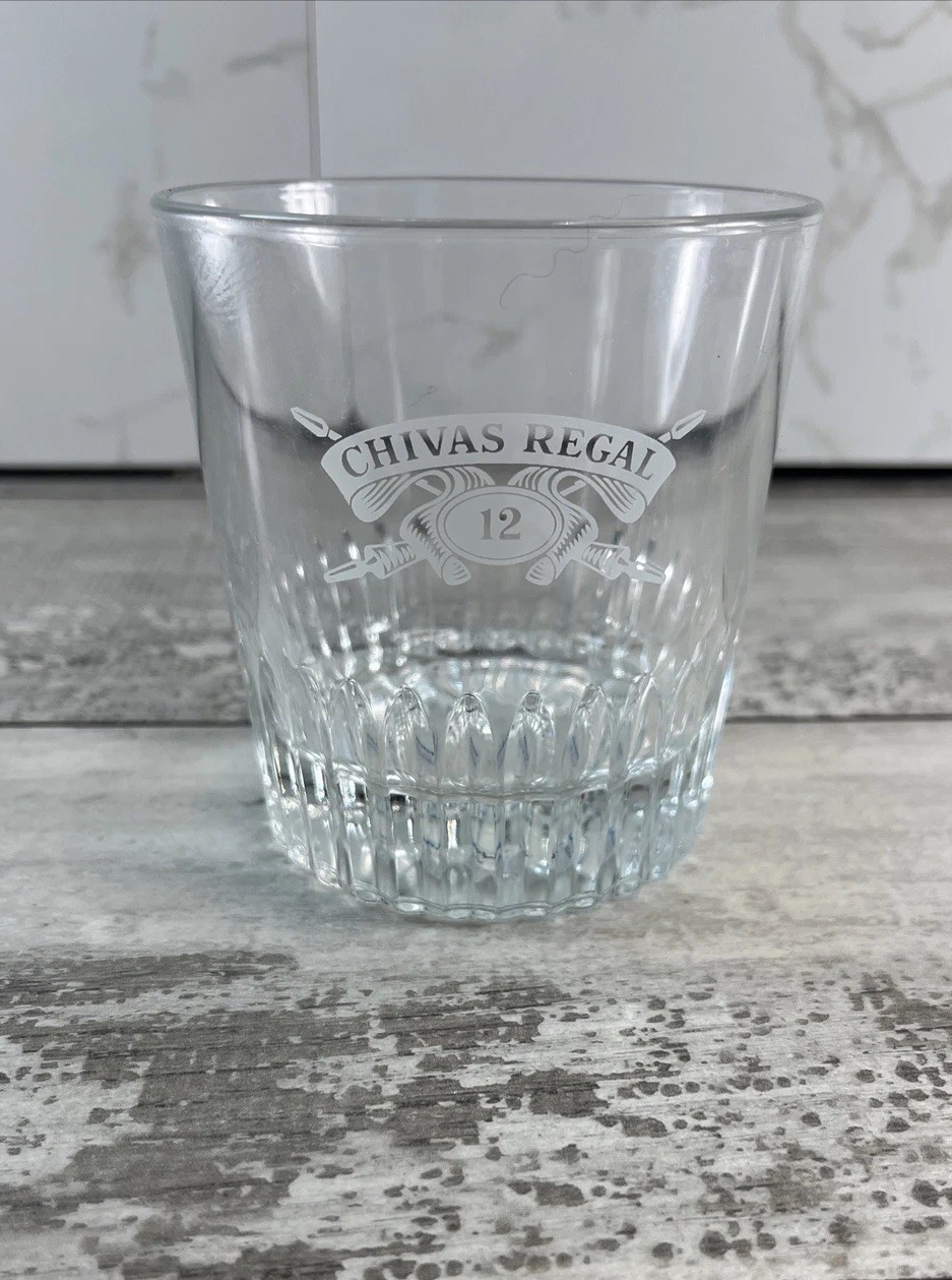 Etched Chivas Regal Whiskey Glass