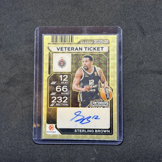 2025-26 CONTENDERS EUROLEAGUE VETERAN TICKET Gold Vinyl Auto STERLING BROWN 1/1