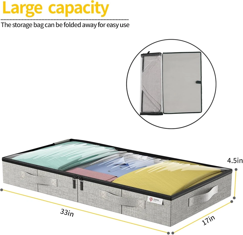 Contenedores de almacenamiento debajo de la cama, almacenamiento debajo de la cama de bajo perfil con paredes laterales resistentes Foto 2 de 4