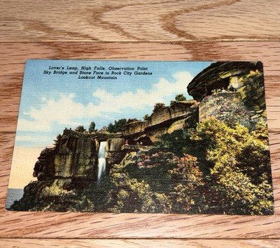 Lover's Leap Rock City  Postcard Chattanooga TN - Lookout Mountain Linen 50s