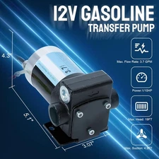 3.7GPM Oil Fuel Transfer Pump 12V DC w/Hoses&Nozzle for Gasoline Diesel Kerosene