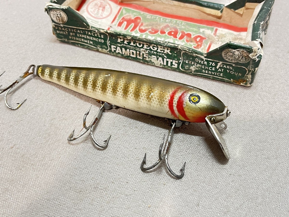 Vieux Leurre De Pêche Pflueger Palomine - Crankbait Vintage En Bois - Made In USA