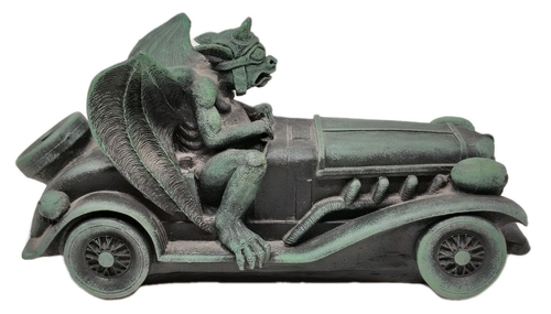 VTG Dickinson Gargoyle Winged Devil Statue Sculpture Hot Rod Convertible Car 10" - Picture 4 of 13