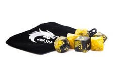 Old School 7 Piece DnD RPG Dice Set: Vorpal - Black  Gold w/ Gold
