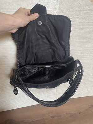 Francesco Biasia Y2K Black Nylon Leather Stitched Strap Shoulder