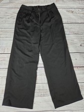 Quince Women's Stretch Crepe Black Pleated Wide Leg Dress Pants, Size 16