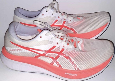 ASICS Magic Speed 2 Men's Running Sneakers White/Orange Lace-Up Low Top US 9.5 M