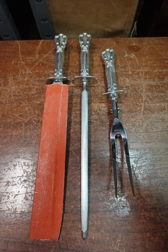 Gorham Sterling 3-Piece Roast Carving Set – Knife, Fork & Sharpener