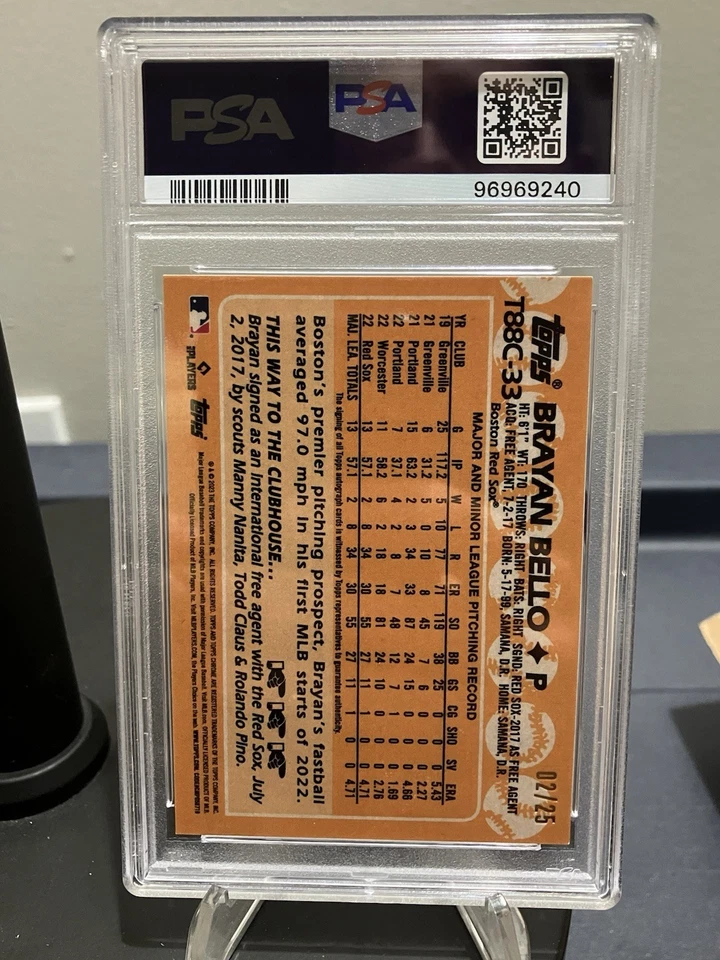 2023 Topps Silver Pack Brayan Bello Orange Refractor Auto 02/25 PSA 10 - Image 2 of 3