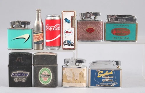 10 Vintage COCA-COLA Soda Pepsi Mack Truck Chevrolet Car Advertising Lighters NR