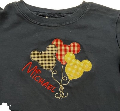 Blanks Boutique Boys 3T MICHAEL Embroidered Disney Mickey Applique Navy Top