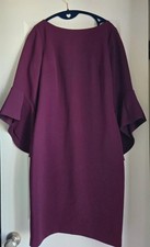 Vince Camuto Purple Bell Sleeve Sheath Dress Boat Neck Knee Length Zip Size 6