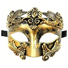 Masquerade Mask for Men Vintage Roman Greek Venetian Mask for Halloween Gold