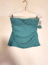 New Womens Draper James Green White Gingham Two Piece Tankini Size Small NWT