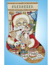 DIY Design Works Santas Workshop Christmas Counted Cross Stitch Stocking Kit