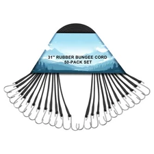 50 Pack 31" Rubber Bungee Cord Set Heavy Duty Bungee Straps w/S-Hook