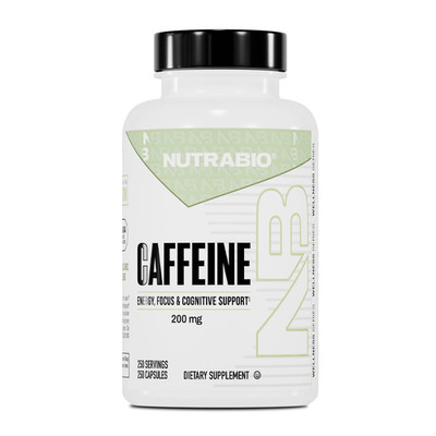 NutraBio - CAFFEINE - Energy, Focus & Cognitive Support- 100/250 Veggie Capsules
