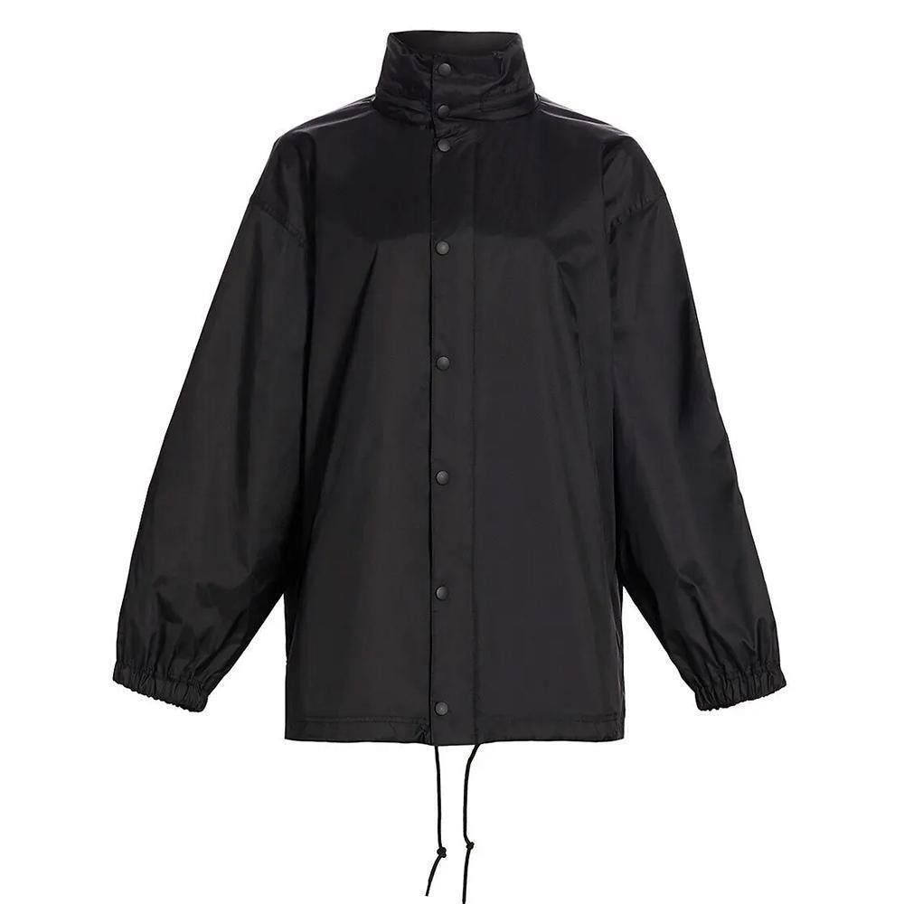 Balenciaga Women's Logo Nylon Rain Jacket Black
