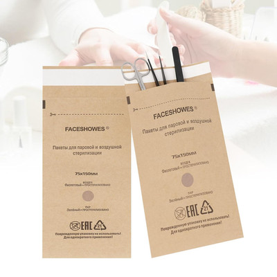 100Pcs Disposable Self-Sealing Sterilizer Pouches for Nail Tool, Dry Heat
