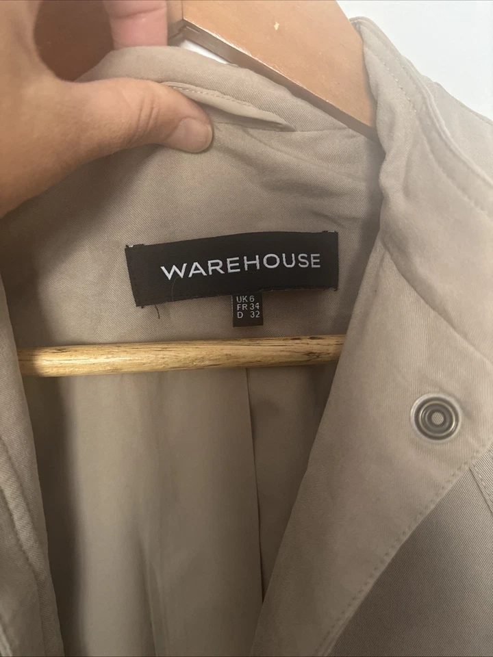 Oversized Lightweight Collarless Parka / Trench Coat Size 6 - Image 2 of 4