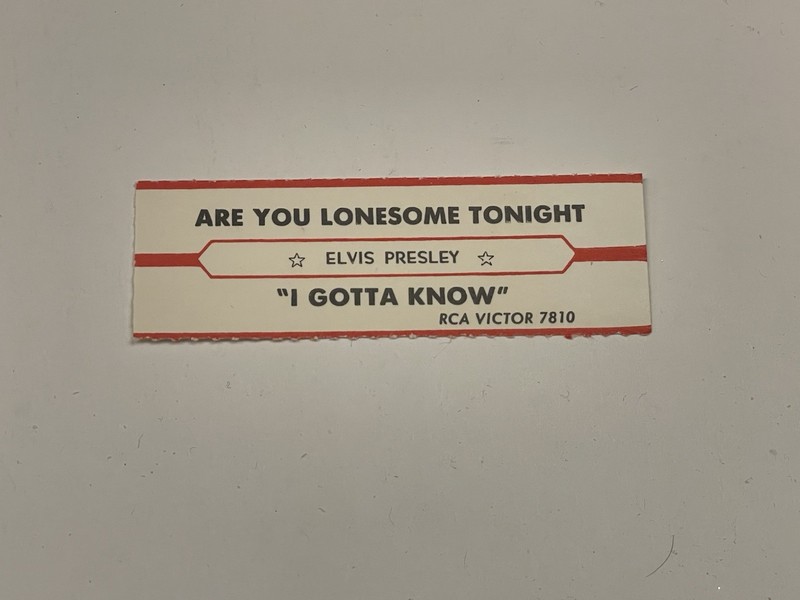 Jukebox Title Strip Elvis Presley Are You Lonesome Tonight I Gotta Know RCA