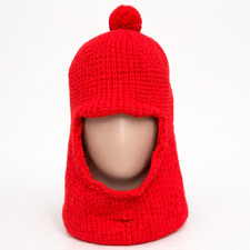 Vintage 70's Wigwam USA Made 100 Virgin Wool Balaclava Beanie Sock Hat Red Warm