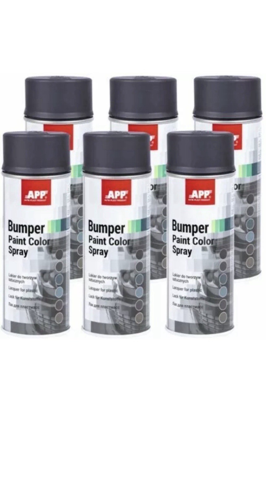 Peinture pare-choc gris lot de 6 aérosols 400ml pour plastique restructurant