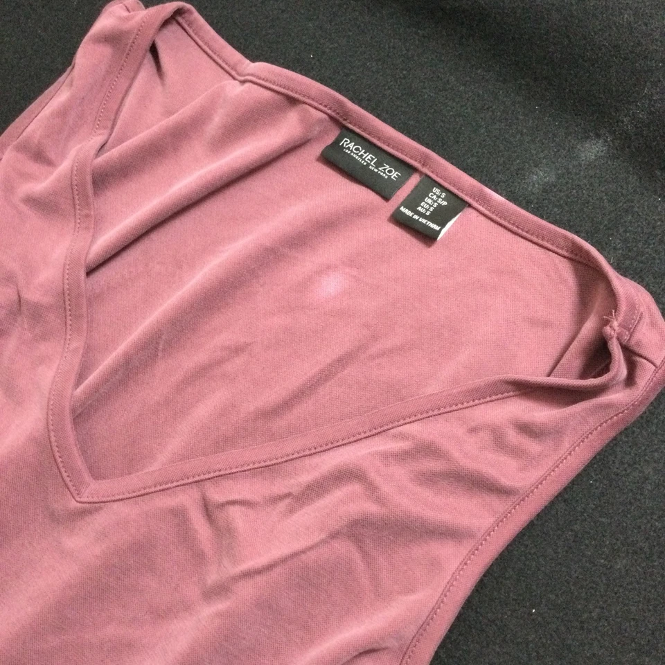 Mono para mujer Rachel Zoe pequeño S cuello en V sin mangas malva púrpura cintura elástica Foto 3 de 4