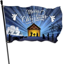 Large Christmas Flag 3X5Ft Double-Sided Merry Christmas Banner for Outdoor Decor