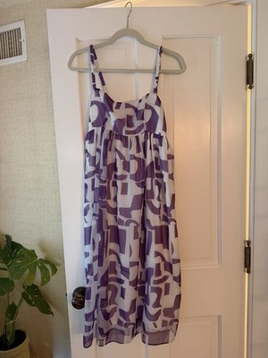 BAUM UND PFERDGARTEN Midi Dress in Purple and White, Size Small