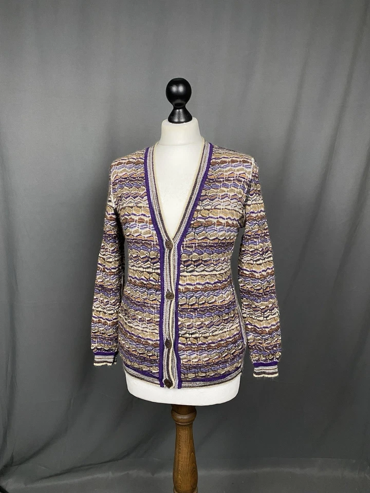 Missoni Vintage Multicolor Tejido Lana Mohair Cardigan Suéter Talla 42 - Imagen 2 de 4