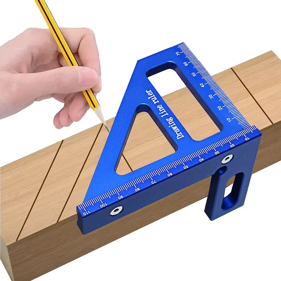 3D Multi-Angle Measuring Ruler 45° 90° Aluminum Woodworking Square Triangle Tool - Image 3 of 4