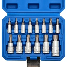14PCS Torx Bit Socket Set, T6-T60, 1/4-Inch, 3/8-Inch and 1/2-Inch Drive, S2 ...