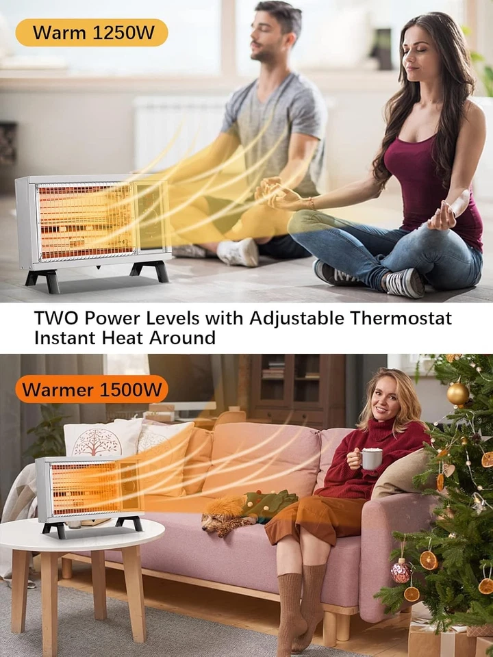 JASUN Radiant Heater Electric Space Fast Heating with Adjustable White  - Image 2 of 4