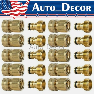 #ad Garden Hose Quick Connect Water Hose 3 4quot; Fit Brass Female Male Connector Set $12.29