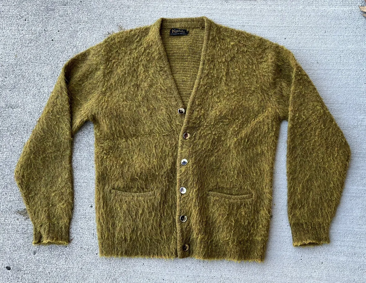 Vintage KURT COBAIN green mohair cardigan sweater NIRVAN grunge